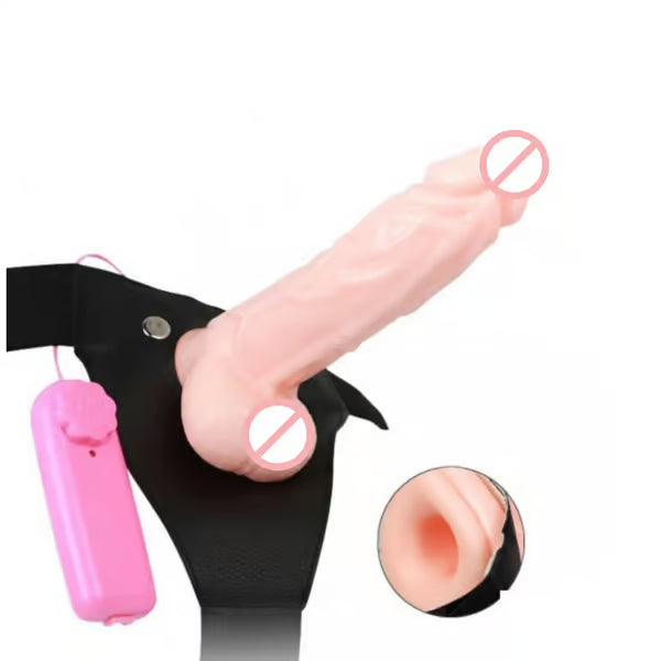 6.5 Inches Hollow Vibrating Dildo With Belt Realistic Silicone