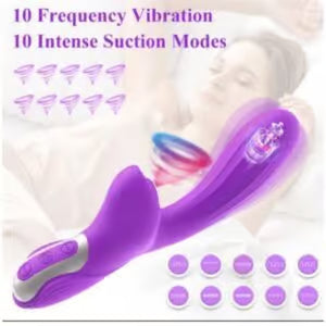 Silicone Rabbit Vibrator For Women With Tongue Suction