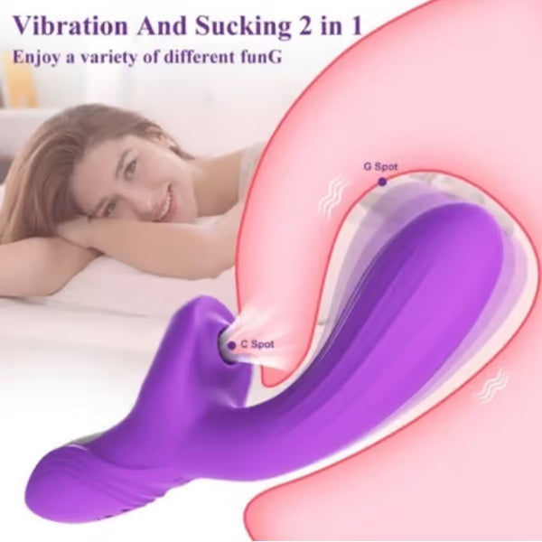 Silicone Rabbit Vibrator For Women With Tongue Suction