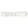Star Double Headed With Dots And Spiral Ribbed Glass Dildo